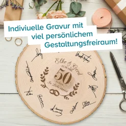 XXL Baumscheibe mit Gravur zur goldenen Hochzeit