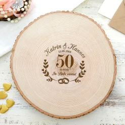 XXL Baumscheibe mit Gravur zur goldenen Hochzeit