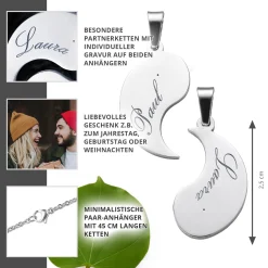 Yin und Yang Anhängerset für Paare - mit Gravur