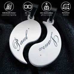 Yin und Yang Anhängerset für Paare - mit Gravur