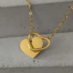 Y Kette mit zwei Herzen - Gold