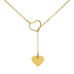 Y Kette mit zwei Herzen - Gold