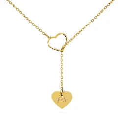 Y Kette mit zwei Herzen in Gold - Initialen Gravur