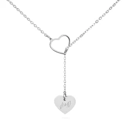 Y Kette mit zwei Herzen in Silber - Initialen Gravur