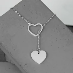 Y Kette mit zwei Herzen - Silber