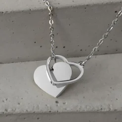 Y Kette mit zwei Herzen - Silber